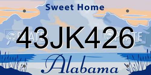 43JK426 Alabama License Plate