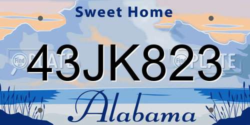 43JK823 Alabama License Plate