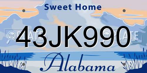 43JK990 Alabama License Plate