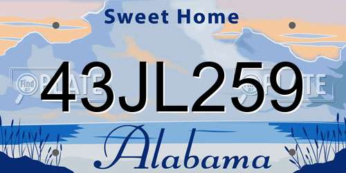 43JL259 Alabama License Plate