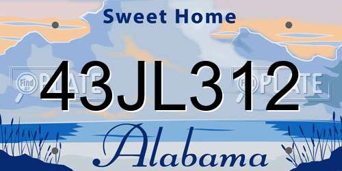 43JL312 Alabama License Plate