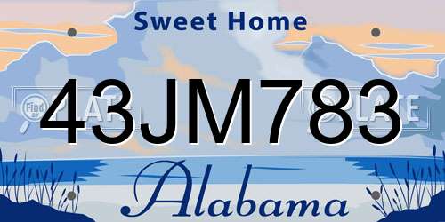 43JM783 Alabama License Plate