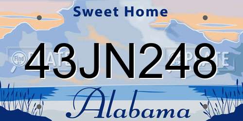 43JN248 Alabama License Plate