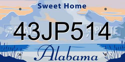 43JP514 Alabama License Plate