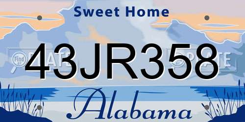43JR358 Alabama License Plate