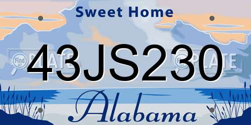 43JS230 Alabama License Plate