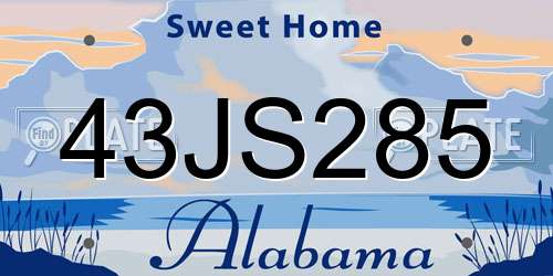 43JS285 Alabama License Plate