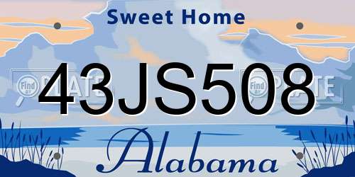 43JS508 Alabama License Plate