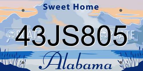 43JS805 Alabama License Plate