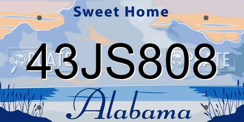 43JS808 Alabama License Plate