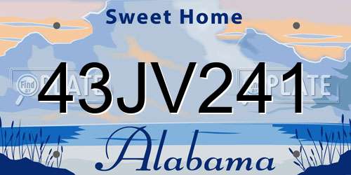 43JV241 Alabama License Plate