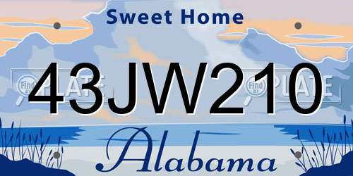 43JW210 Alabama License Plate