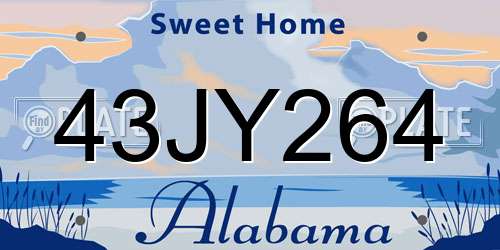 43JY264 Alabama License Plate