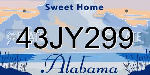 43JY299 Alabama License Plate