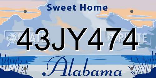 43JY474 Alabama License Plate