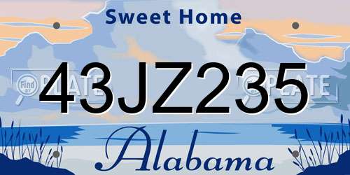 43JZ235 Alabama License Plate