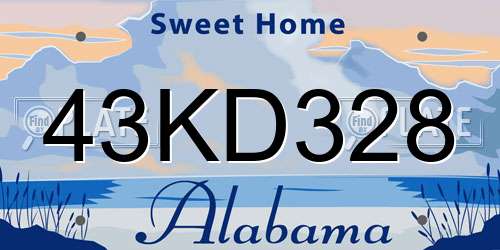 43KD328 Alabama License Plate