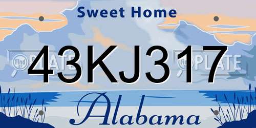 43KJ317 Alabama License Plate