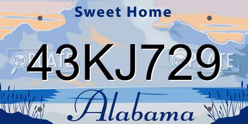 43KJ729 Alabama License Plate