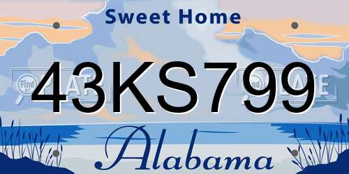 43KS799 Alabama License Plate