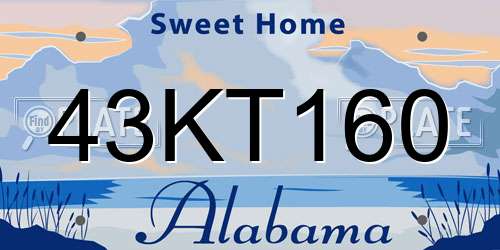 43KT160 Alabama License Plate