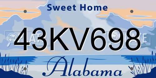 43KV698 Alabama License Plate
