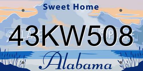 43KW508 Alabama License Plate