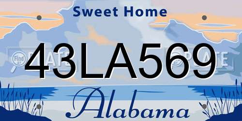 43LA569 Alabama License Plate
