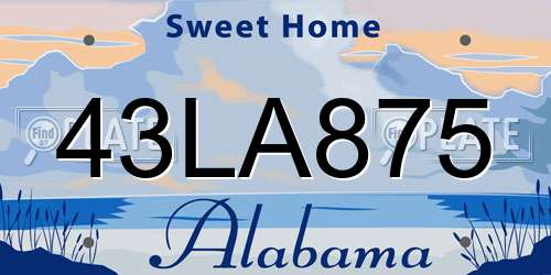 43LA875 Alabama License Plate