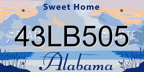 43LB505 Alabama License Plate
