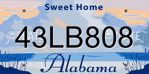 43LB808 Alabama License Plate