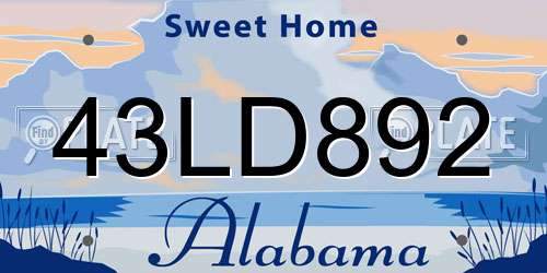 43LD892 Alabama License Plate