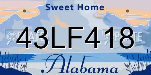 43LF418 Alabama License Plate