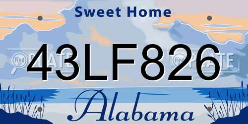 43LF826 Alabama License Plate