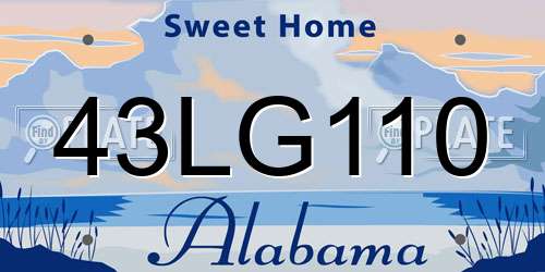 43LG110 Alabama License Plate
