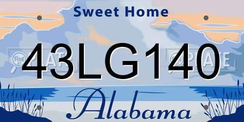 43LG140 Alabama License Plate