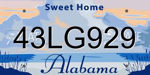 43LG929 Alabama License Plate