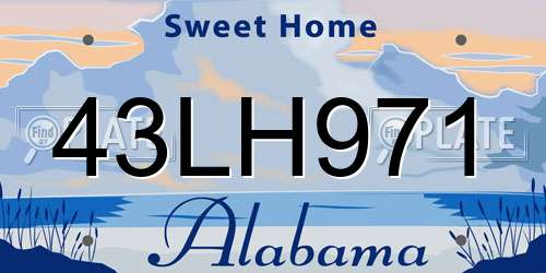 43LH971 Alabama License Plate