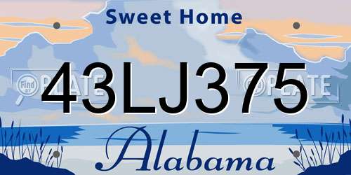 43LJ375 Alabama License Plate