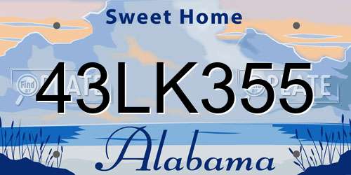 43LK355 Alabama License Plate