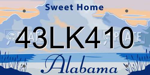 43LK410 Alabama License Plate