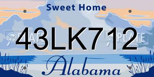 43LK712 Alabama License Plate
