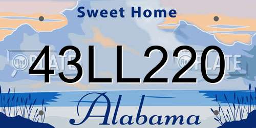 43LL220 Alabama License Plate