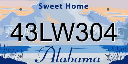43LW304 Alabama License Plate