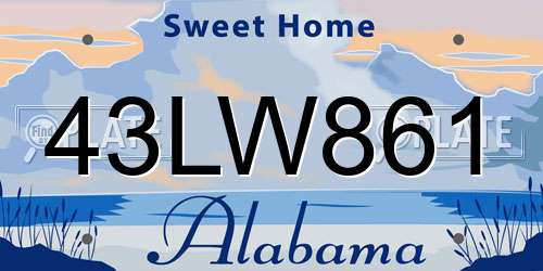 43LW861 Alabama License Plate