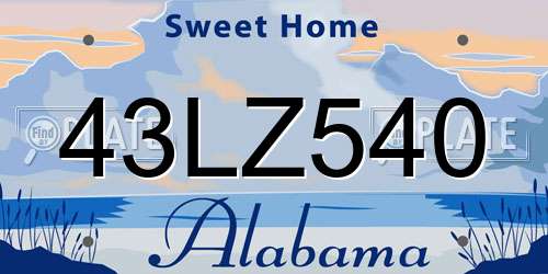 43LZ540 Alabama License Plate