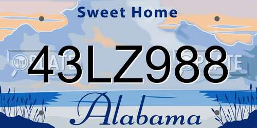 43LZ988 Alabama License Plate