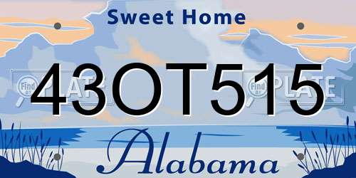 43OT515 Alabama License Plate