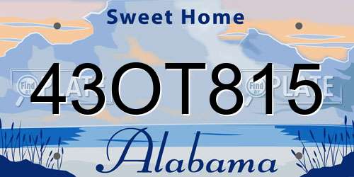 43OT815 Alabama License Plate