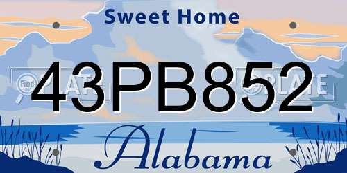 43PB852 Alabama License Plate